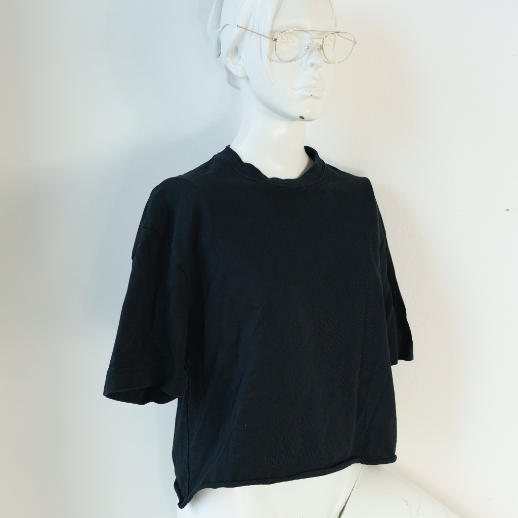 Filippa K Black Cropped Boxy Tee, Small